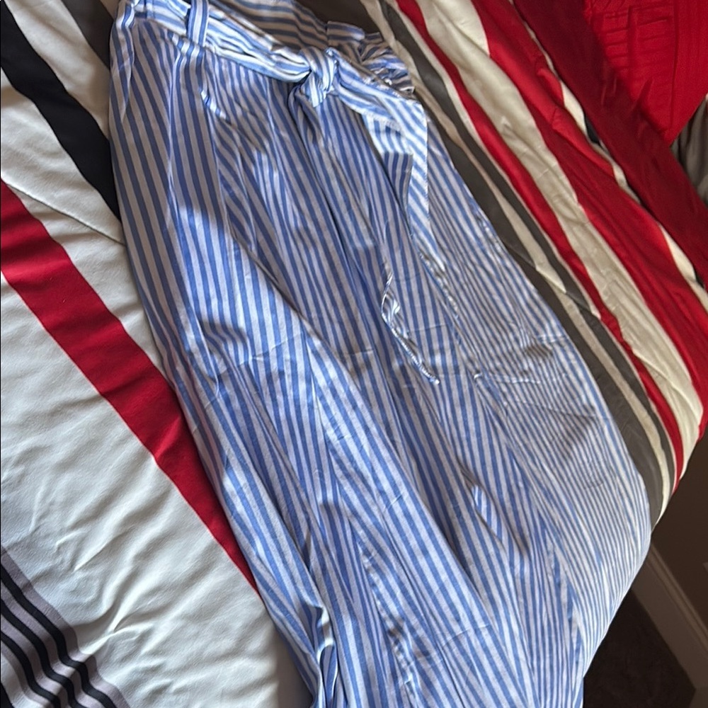 New York & Company Blue and White Midi Skirt